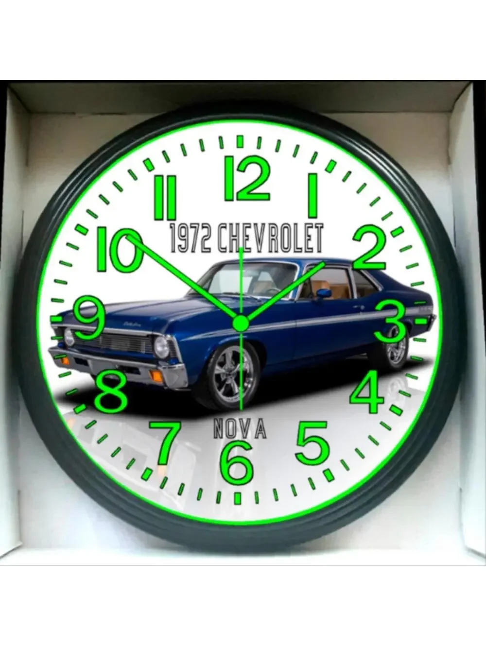 1972 Chevrolet Nova Chevy Nova Garage Shop Glow In The Dark Wall Clock New!